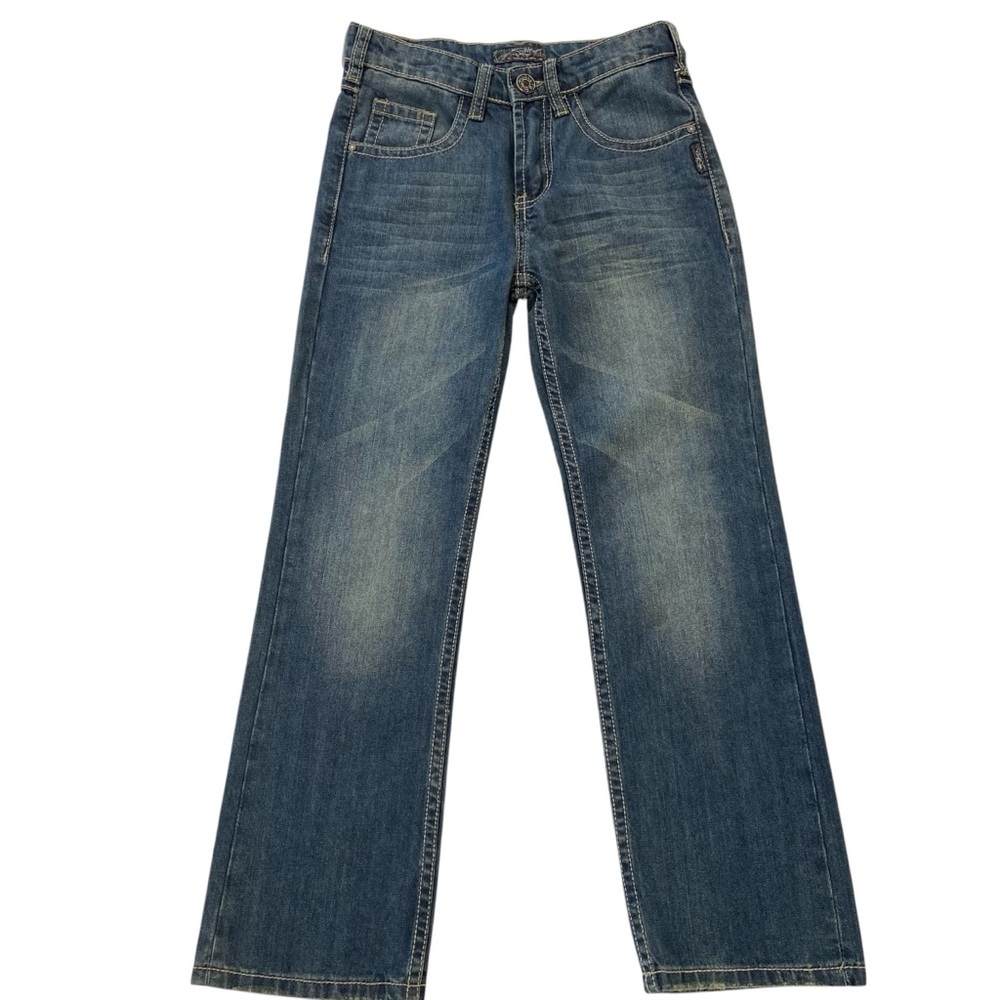 Classic silver Benny style Blue Denim Jeans NWT flap pockets ajustable waist 8